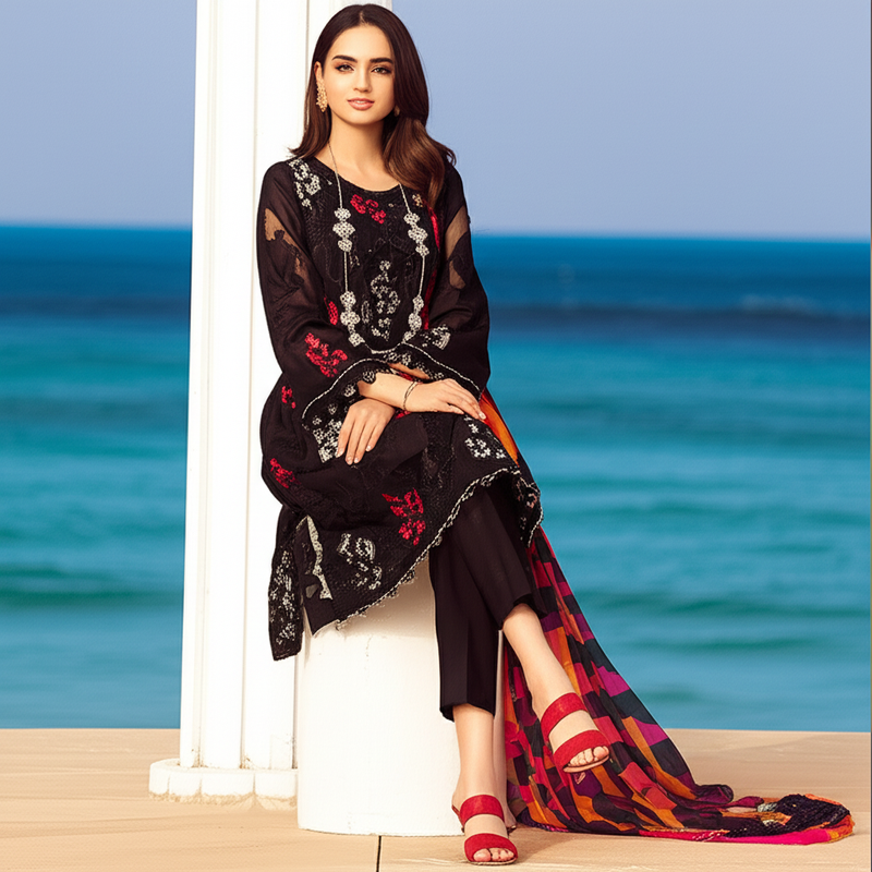 Premium Silk Fabric 2-Piece Unstitched Suit for Women
